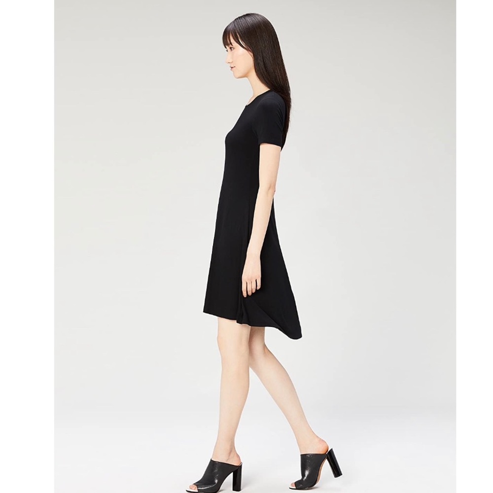 Women's Jersey Short Sleeve Crew Neck Dress black - Picture 3 of 4